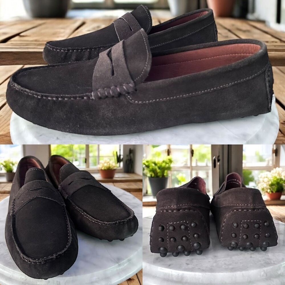 Massimo Matteo Leather Nubuck Suede Penny Driver Slip On